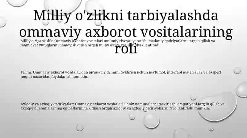 Milliy G‘Oya Va Ma‘Naviyatga Oid Fanlarni O‘Qitishda Ommaviy Axborot Vositalaridan Foydalanish 2