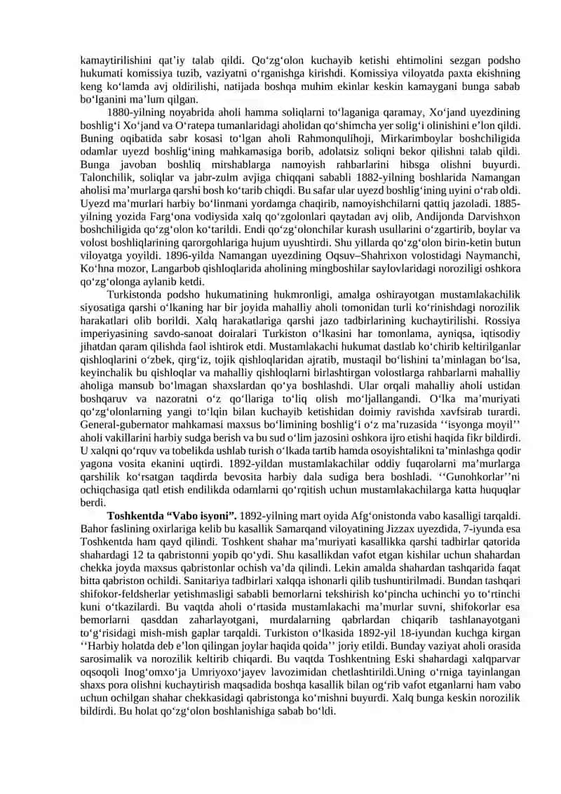 XIX asrning Turkiston o‘lkasida xalq harakatlari 2