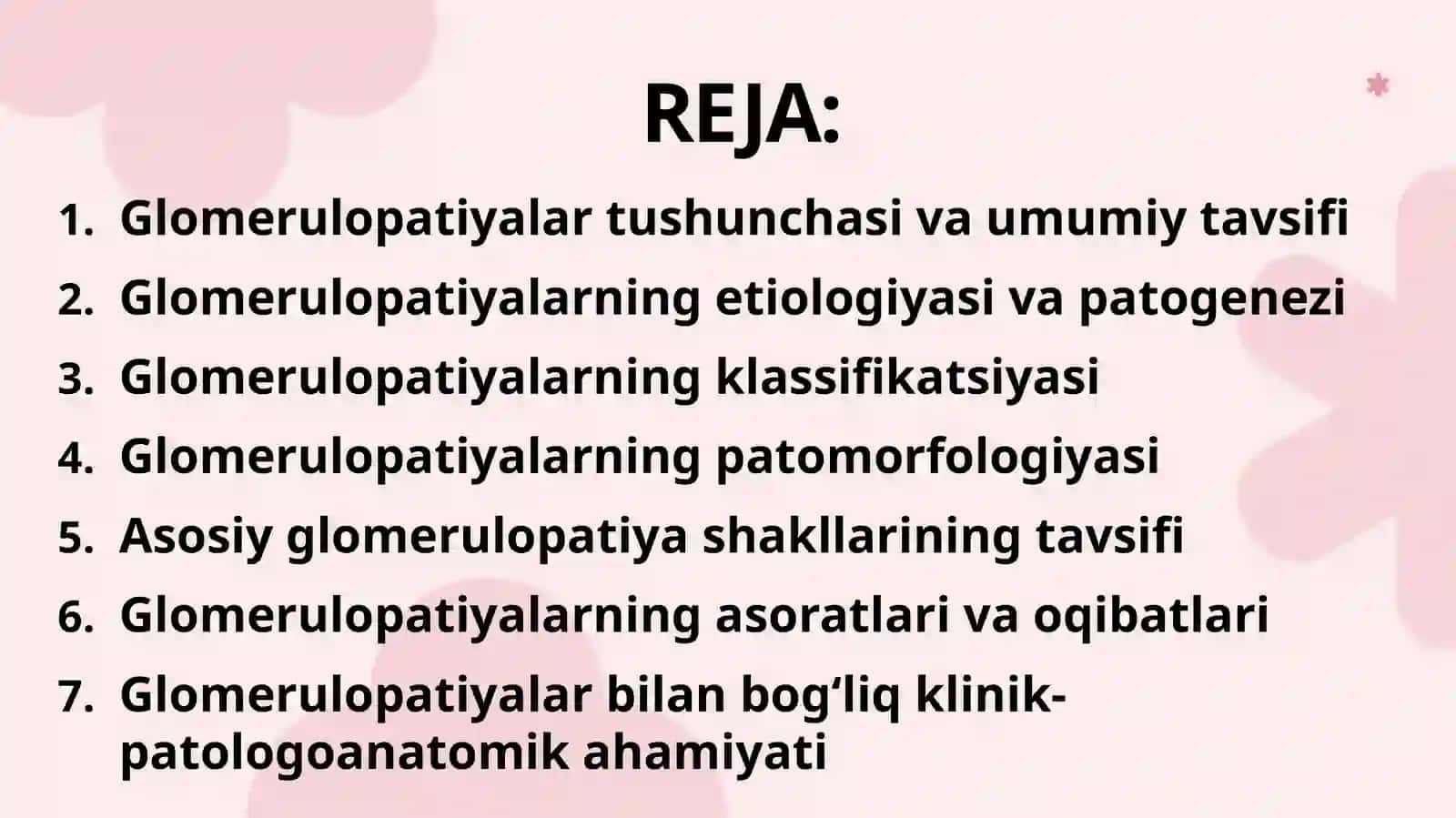 Glomerulopatiyalartushunchasi va umumiy tavsifi 2