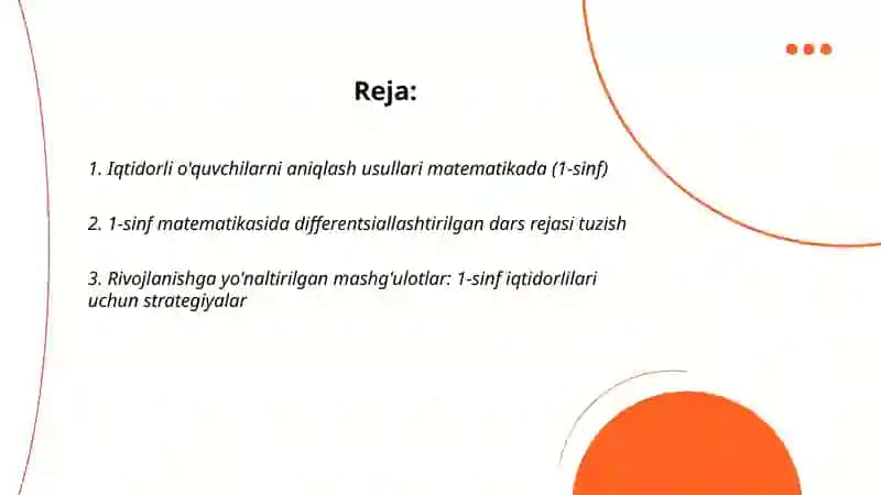 Boshlang'ich sinfda matematikadan iqtidorli o'quvchilar bilan ishlash 1-sinf misolida 2