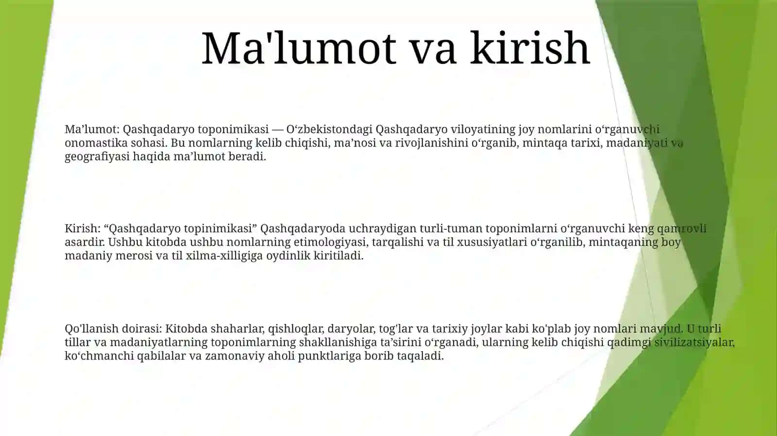Qashqadaryo Topinimikasi 2