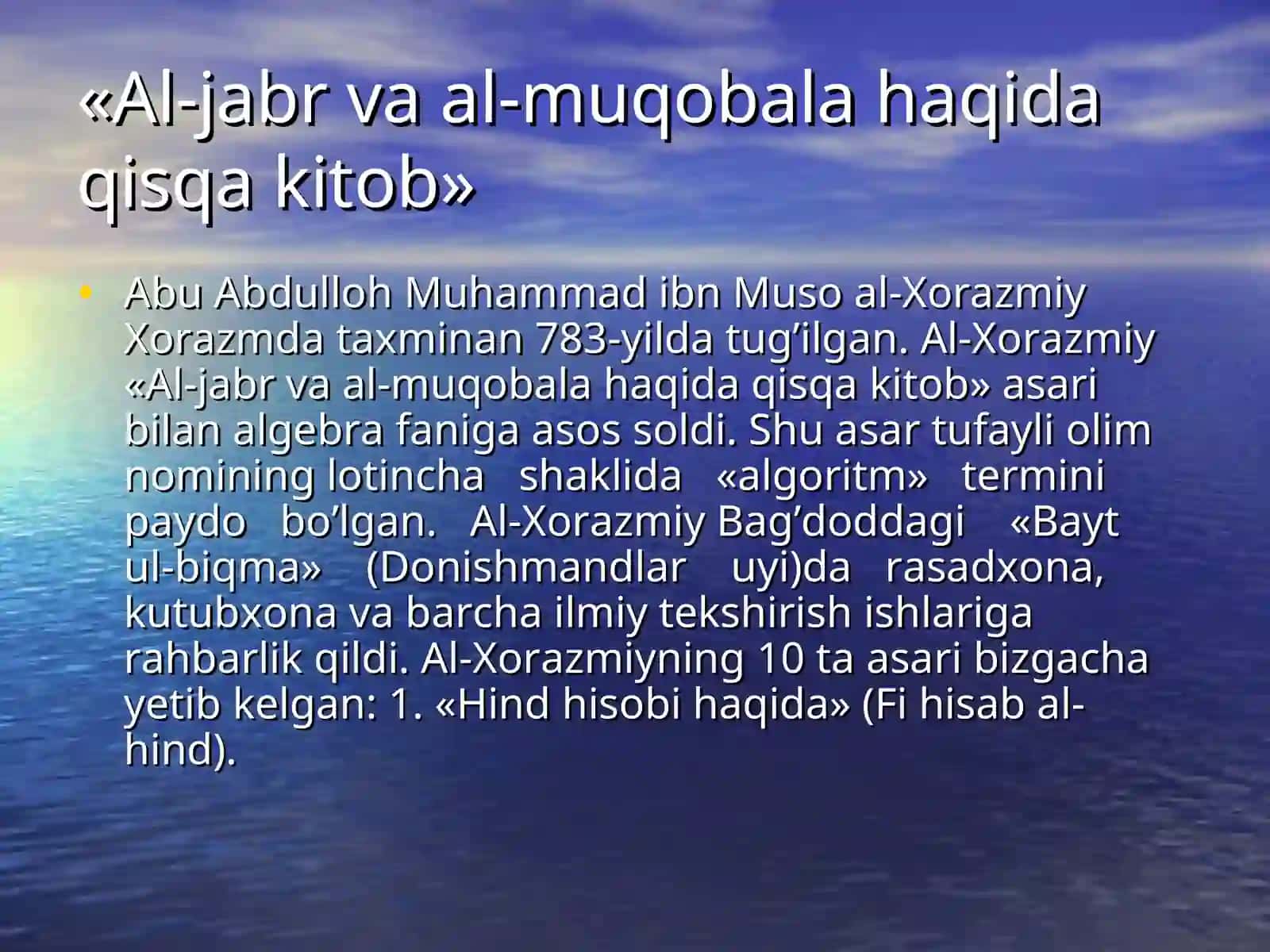 Muhammad ibn Muso al-Xorazimiy 2