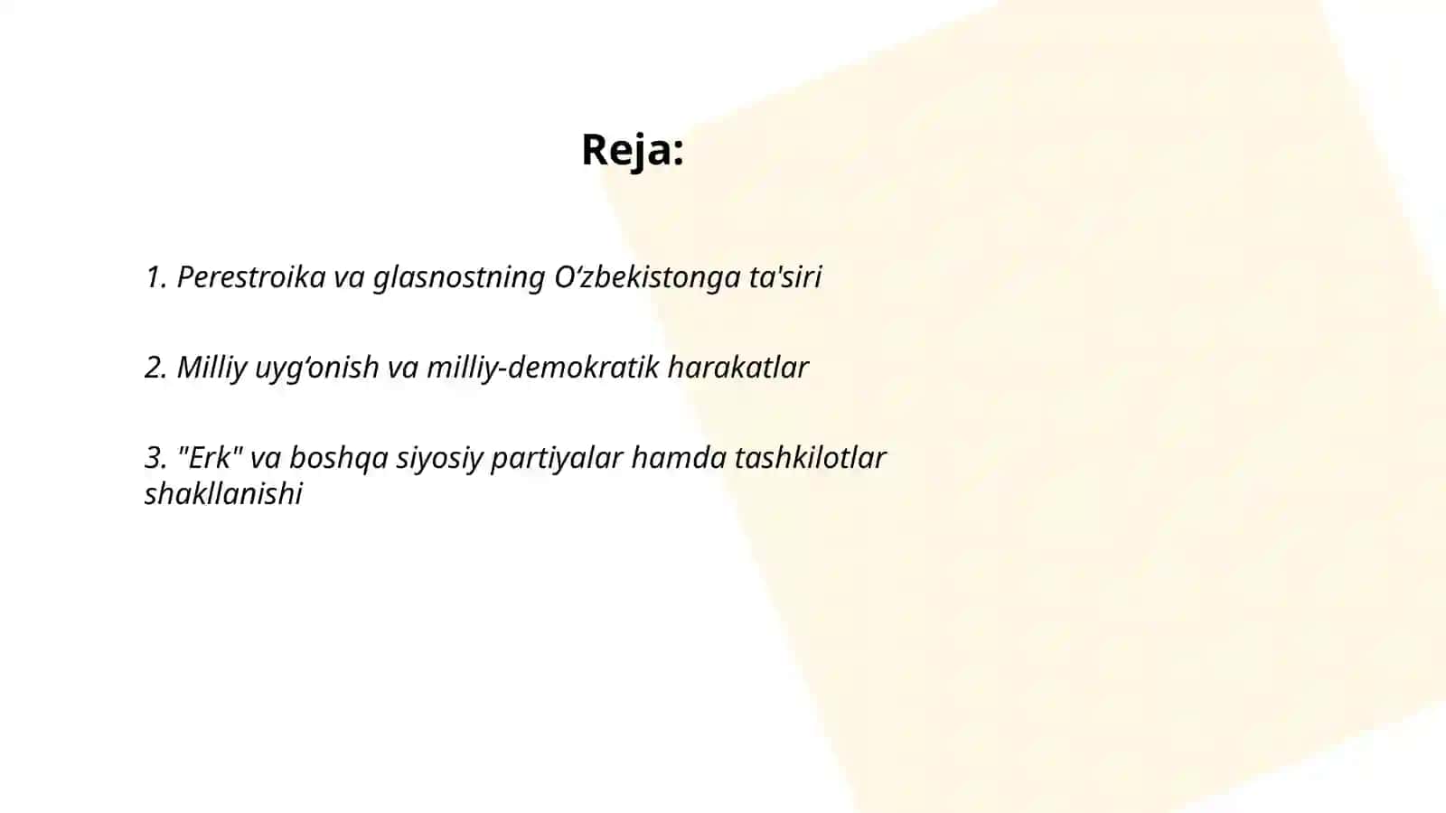 MUSTAQILLIKKA ERISHISH ARAFASIDA O‘ZBEKISTONDAGI IJTIMOIY-SIYOSIY JARAYONLAR 2