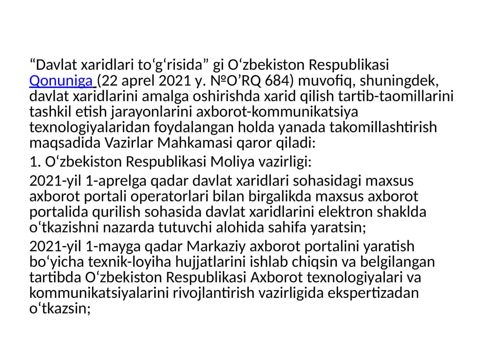 AVTOMOBIL YO’LLARINI LOYIHALASH BO’YICHA TANLOV (TENDER) SAVDOLARIDAGI ILOVALAR 2