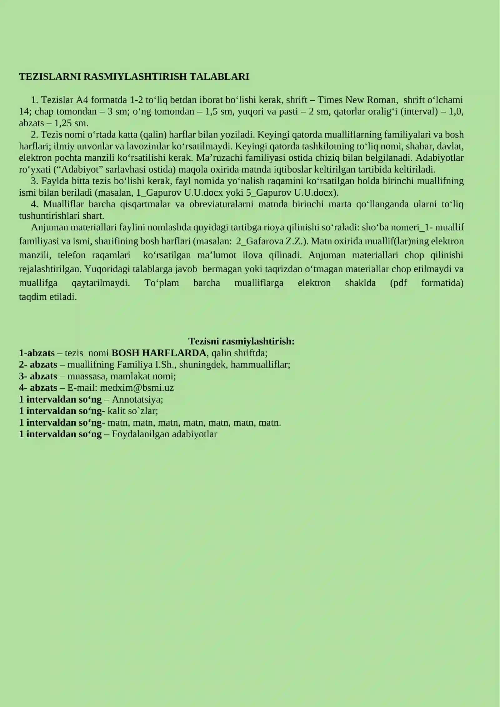 ZAMONAVIY FARMATSIYANING DOLZARB MUAMMOLARI VA YECHIMLARI ILMIY-AMALIY ANJUMAN 2