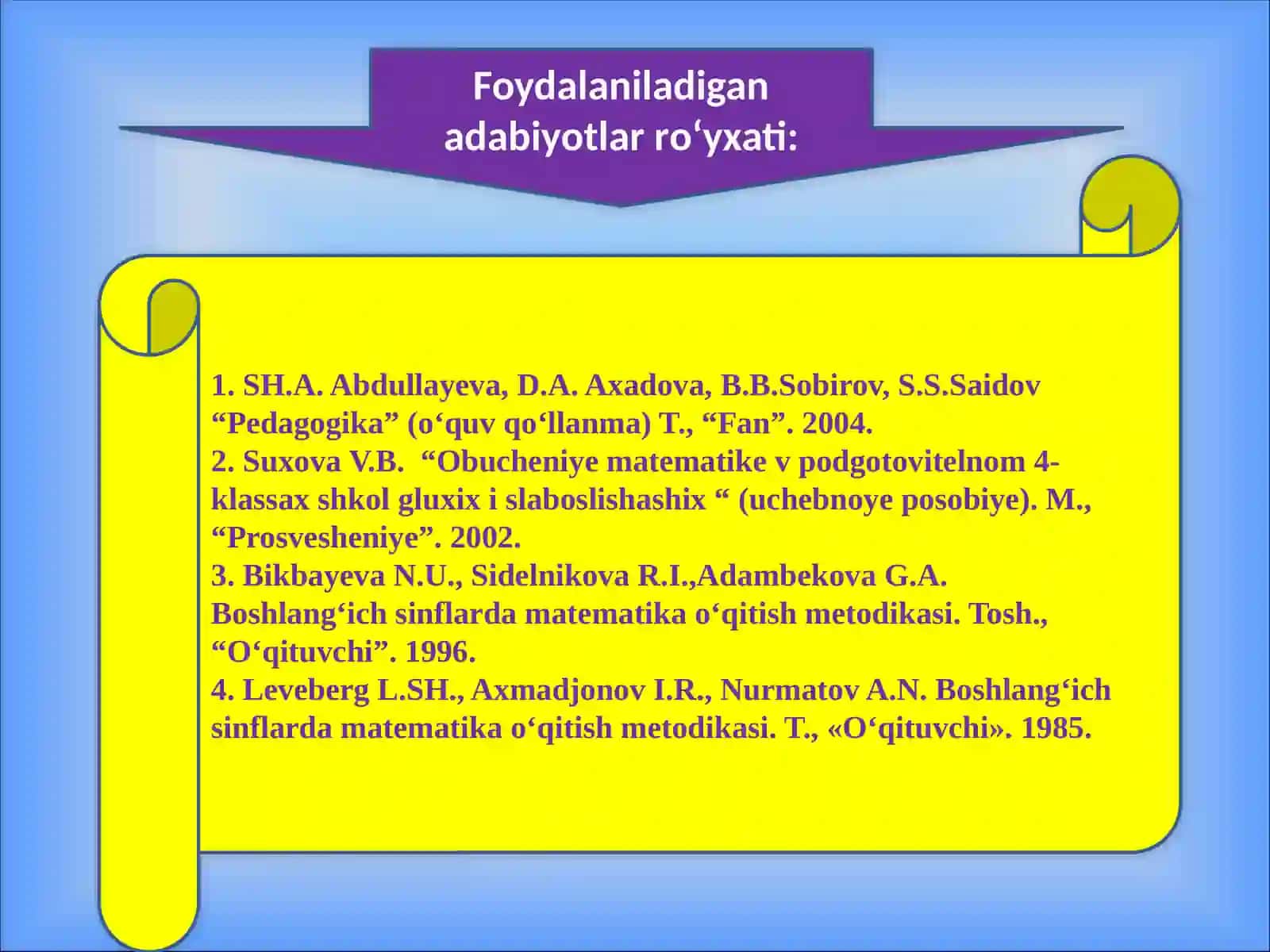 Yordamchi maktabida matematika darsi 2