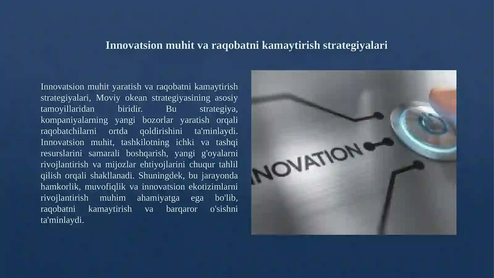 Strategik innovatsiyalar. Moviy okean strategiyasi 2