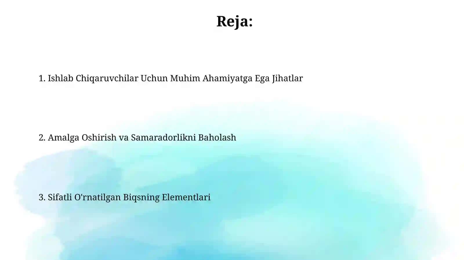 Ishlab chiqaruvchilar uchun mujassamlangan sifat BIQS ning 30 elementi 2