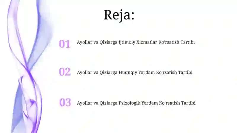 Ayollar va Qizlarga Ijtimoiy Xizmatlar Ko'rsatish Tartibi 2