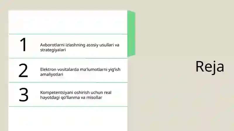 Axborotlarni izlash va elektron vositalarda yigʻish kompetensiyasi 2