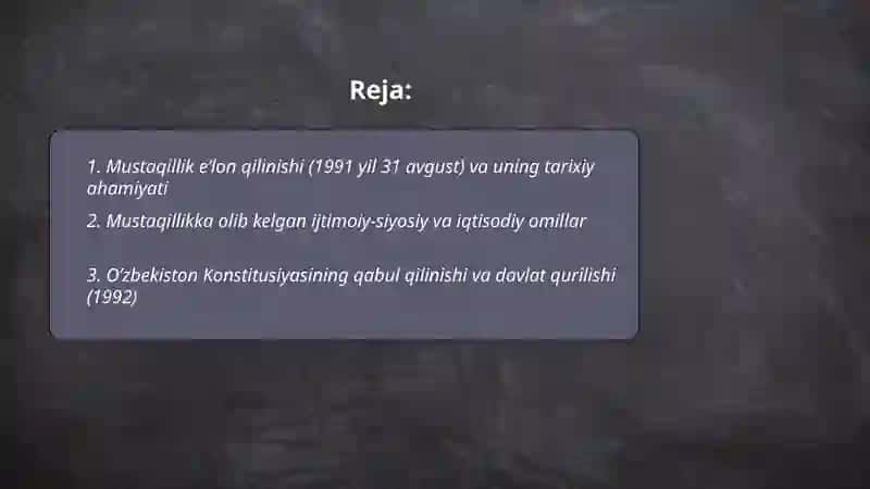 O'zbekistonning Mustaqilligini Elonga Topish va Tarixiy Ahamiyati 2