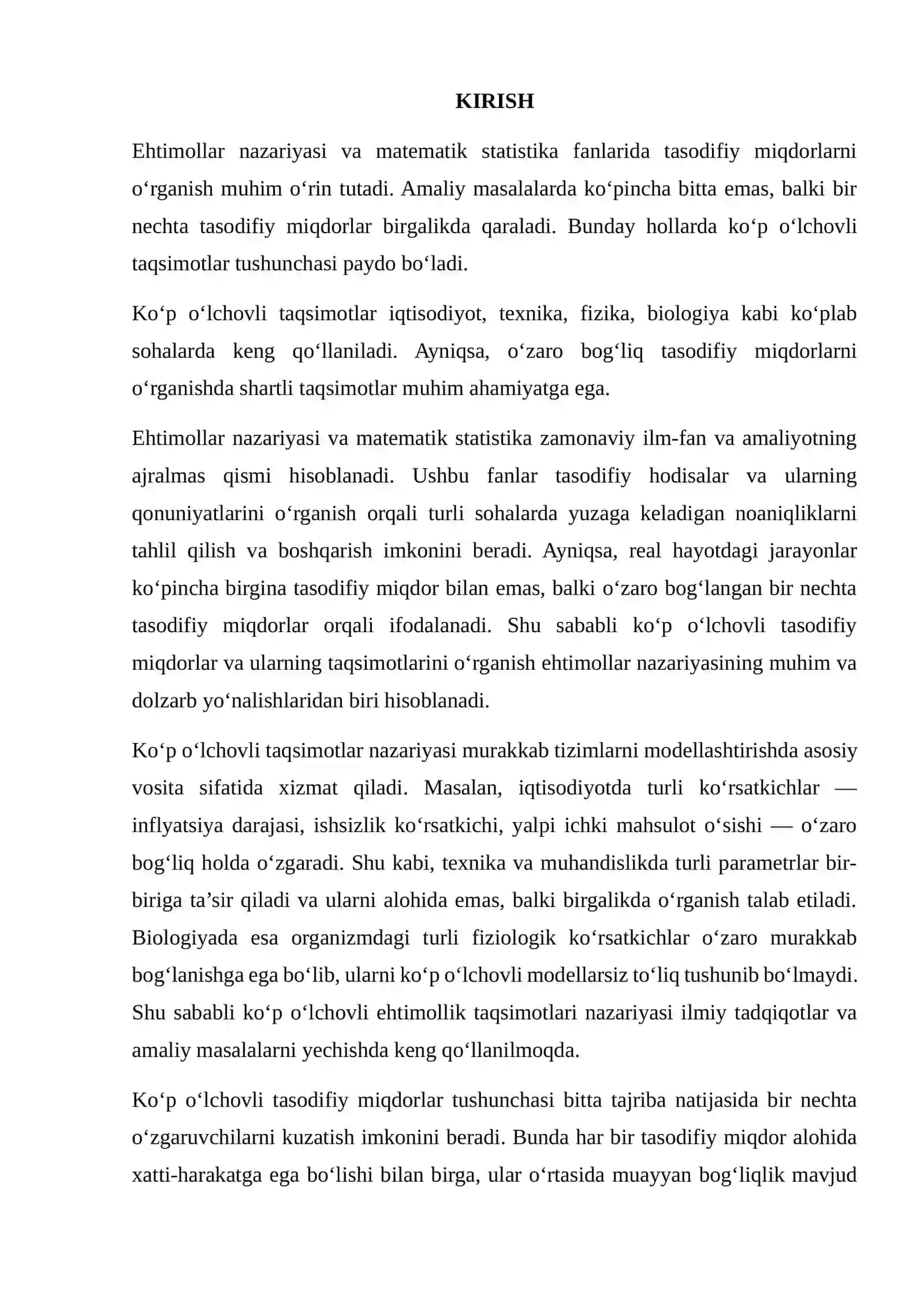 KO‘P O‘LCHOVLI TAQSIMOT VA SHARTLI TAQSIMOTLAR 2