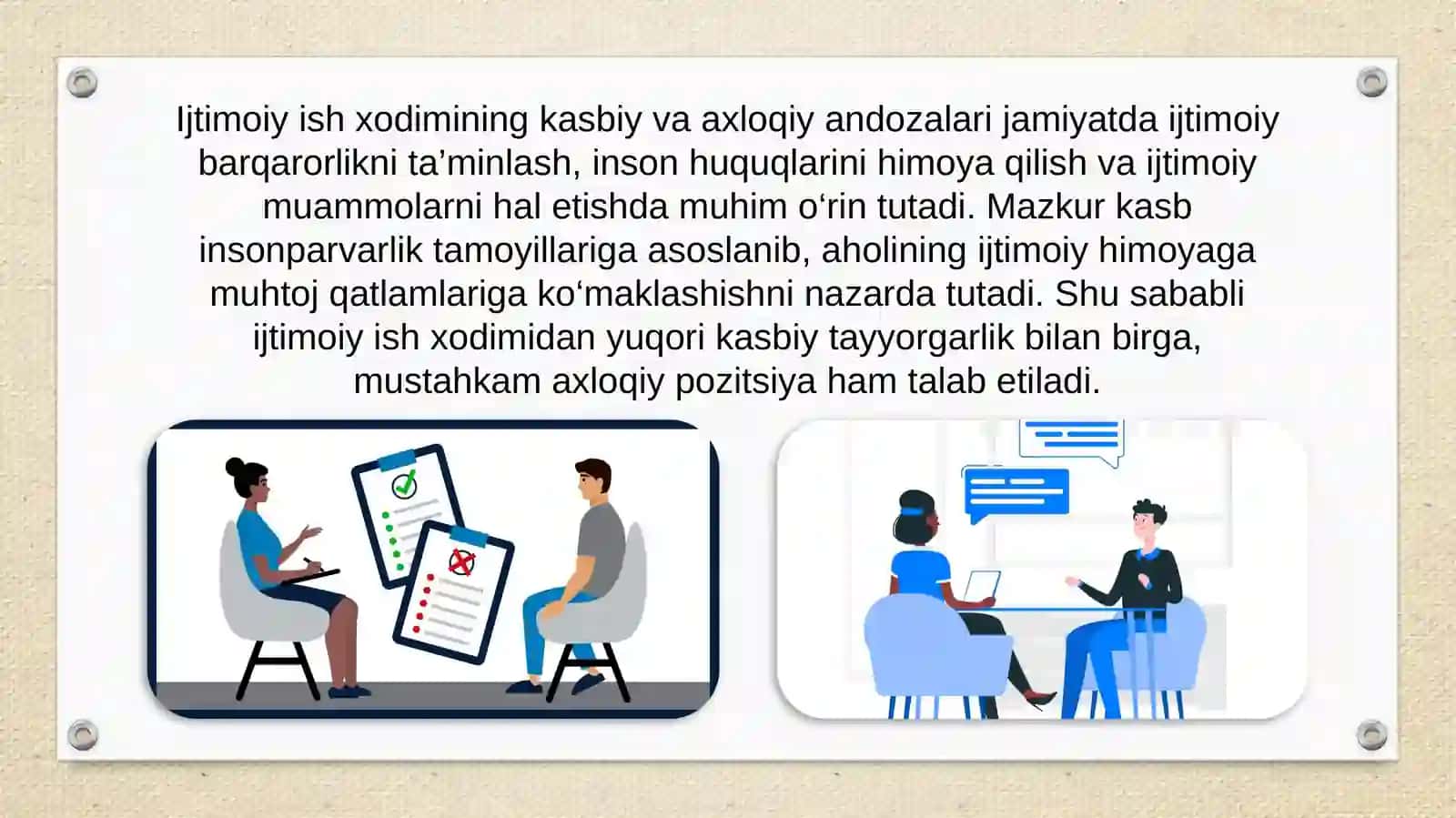 Ijtimoiy ishchi kasbiy va axloqiy andozalari 2