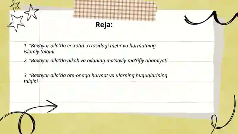 "Baxtiyor oila" islomiy qadriyatlarning talqini 2