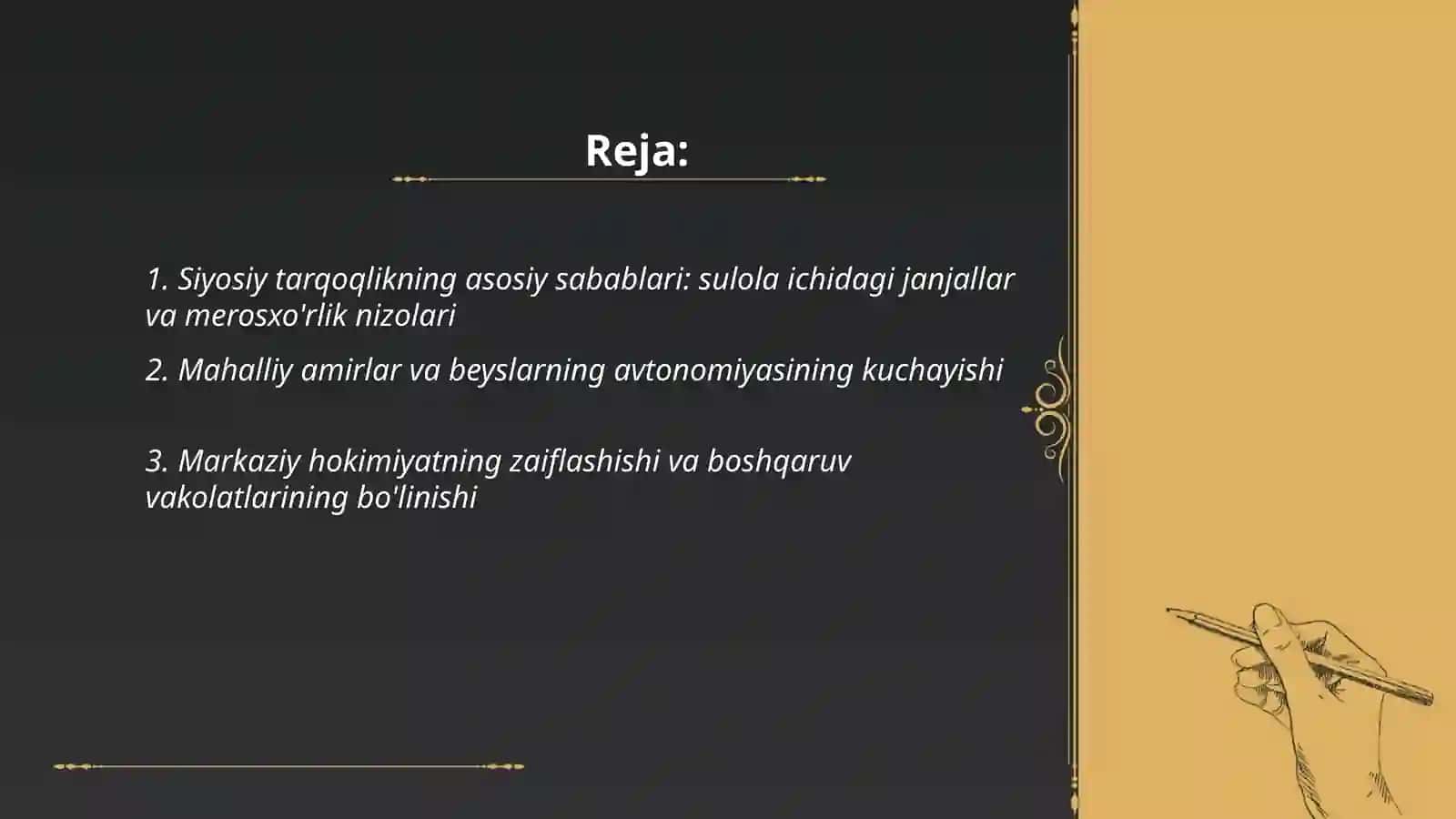 Temuriylar hukmronligi davrida Movarounahrdagi siyosiy tarqoqlik va uning davlatchilik tizimidagi salbiy oqibatlari 2