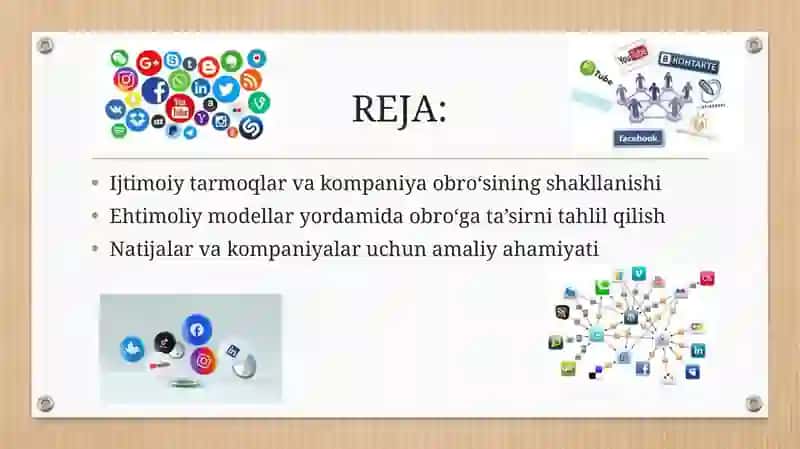 Ijtimoiy tarmoqlarning kompaniyalar obro‘siga ta’sirini tahlil qilish (ehtimoliy modellar asosida) 2