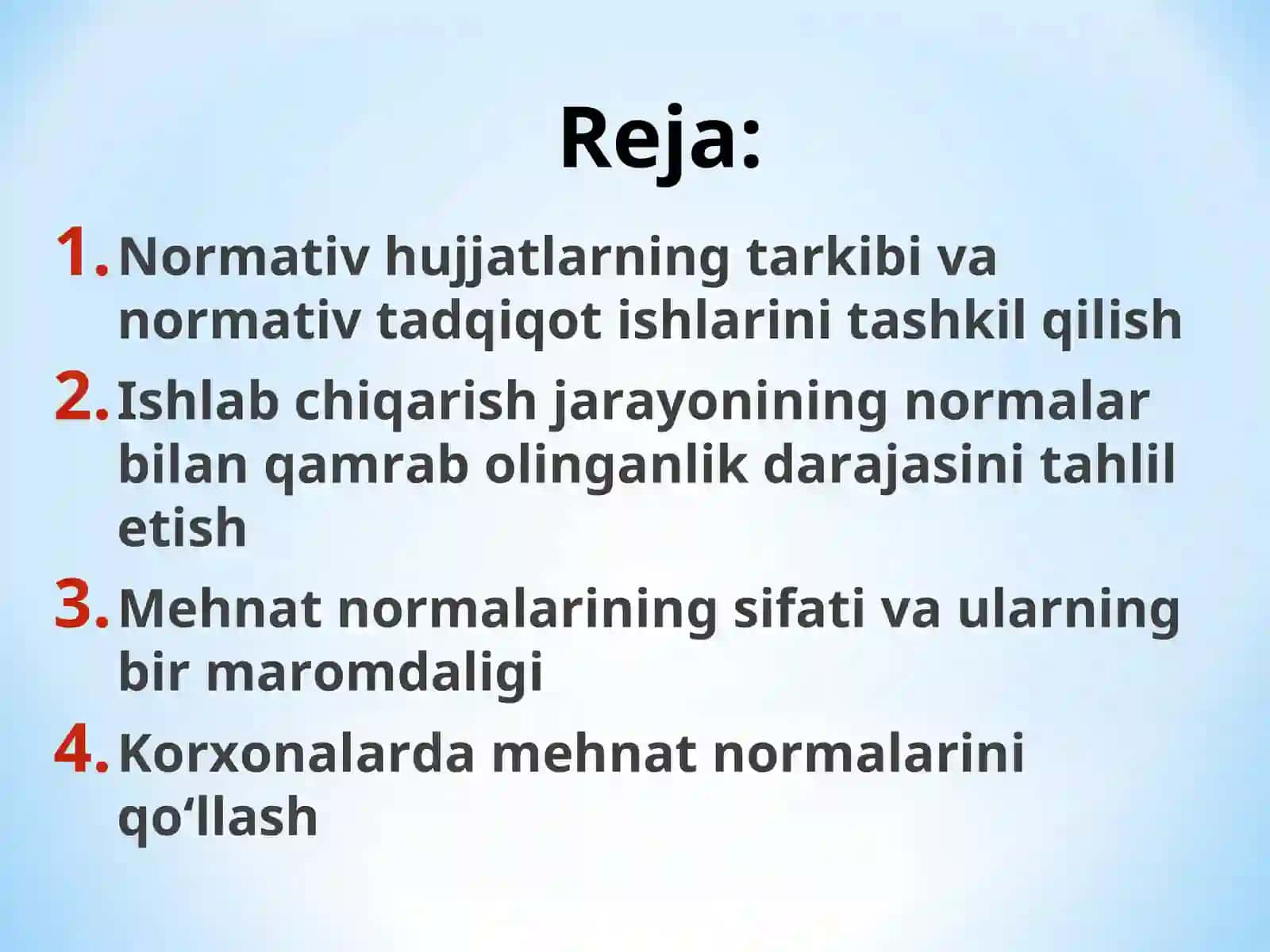 Mehnat sarflarini normalash va mehnat natijalarini tahlili 2