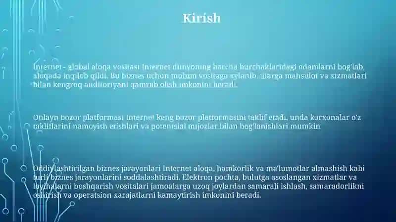 Internet TarmogʻIda Biznes Jarayonlarini Tashkil Etish 2