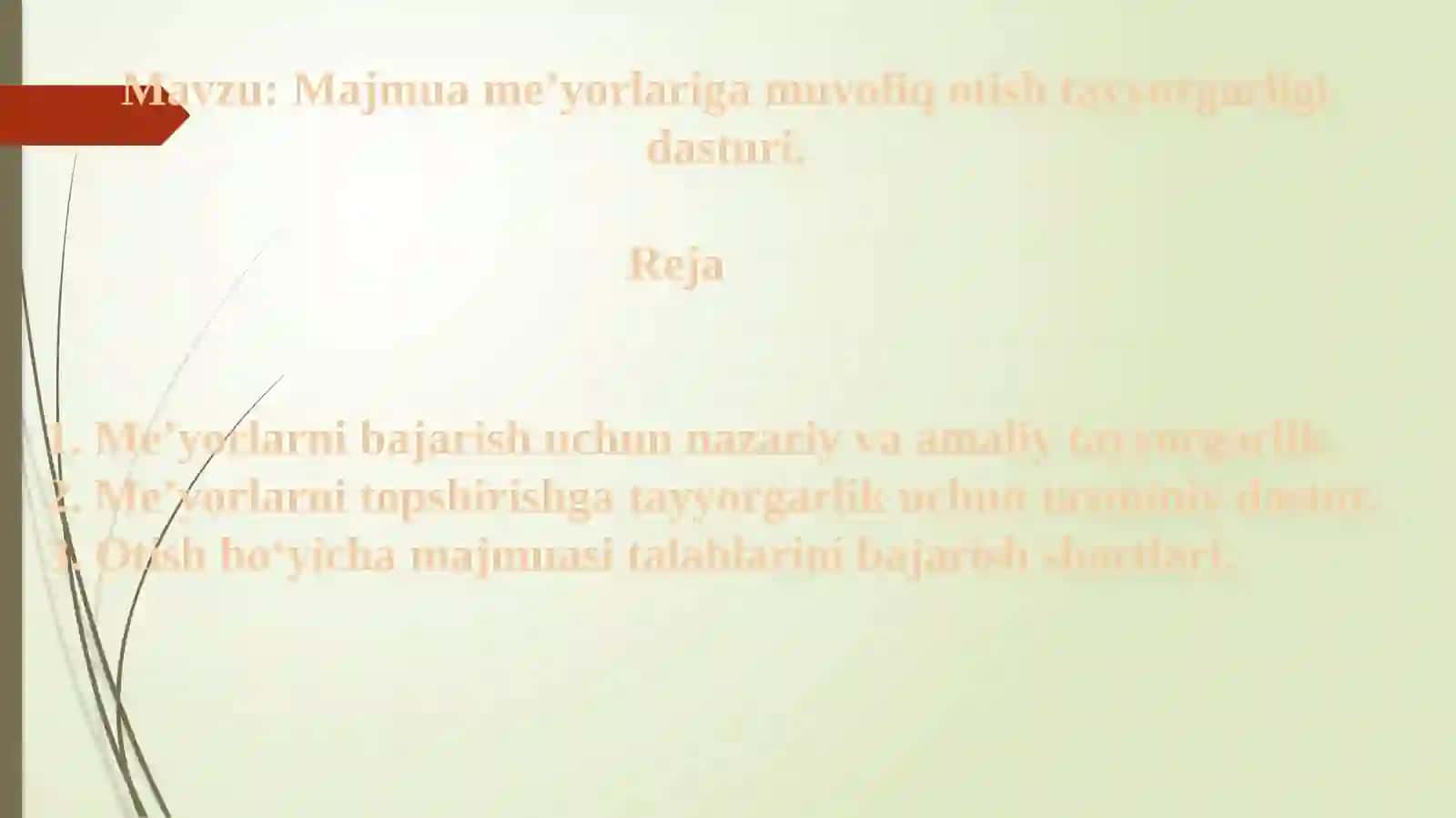 Majmuame’yorlarigamuvofiqotishtayyorgarligidasturi 2