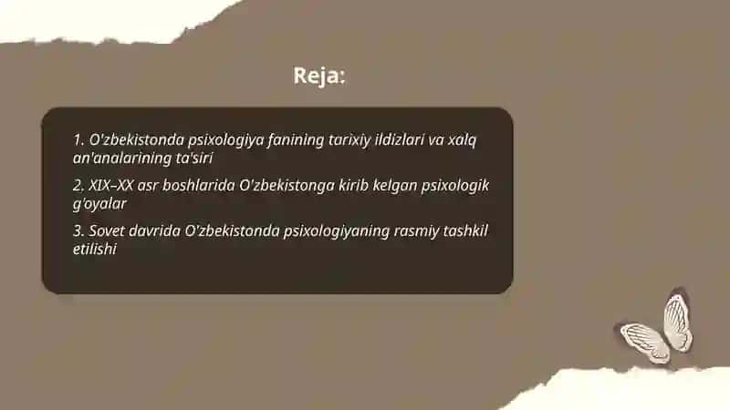 O'zbekistonda psixalogiya fanining rivojlanish tarixi 2