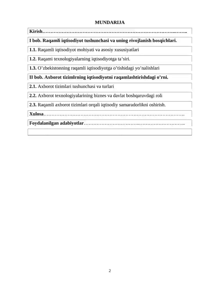 Raqamli iqtisodyotni axborot tizimlari 2