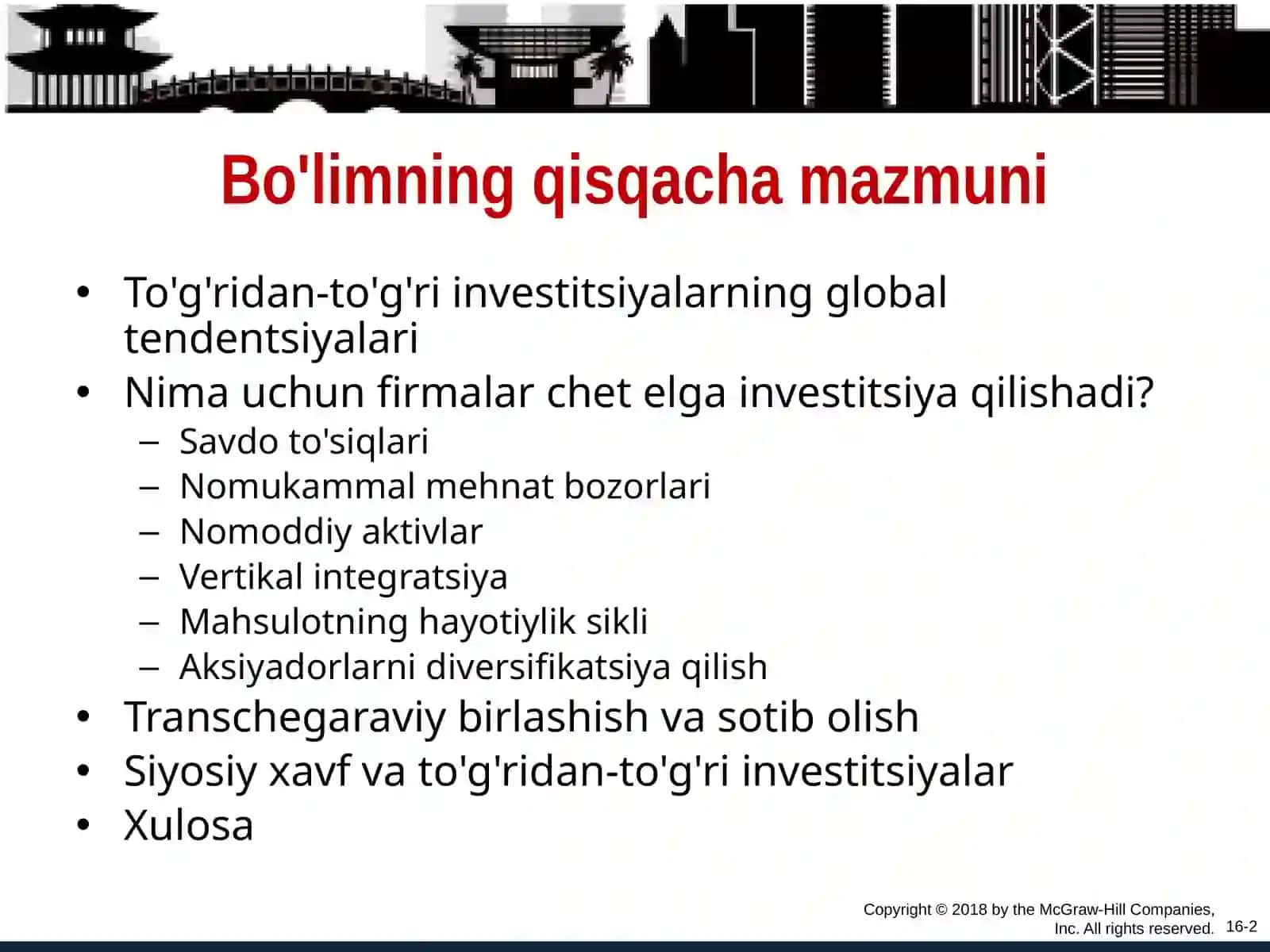 Chet el to'g'ridan-to'g'ri investitsiyalar va transchegaraviy qo'shilishlar 2