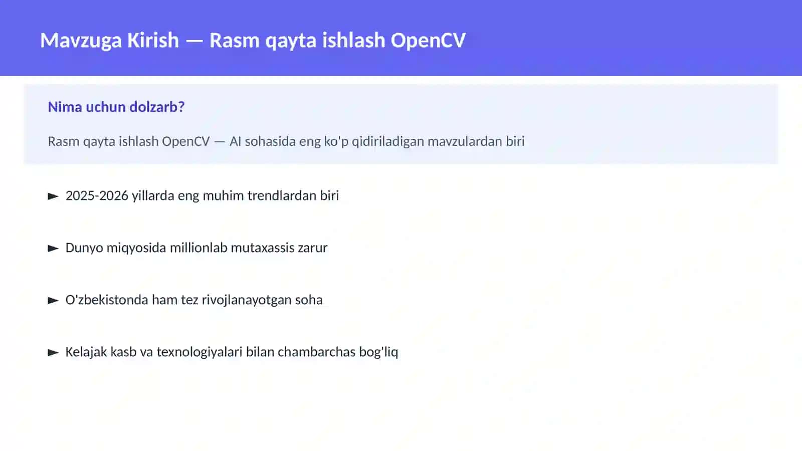 Rasm qayta ishlash OpenCV 2