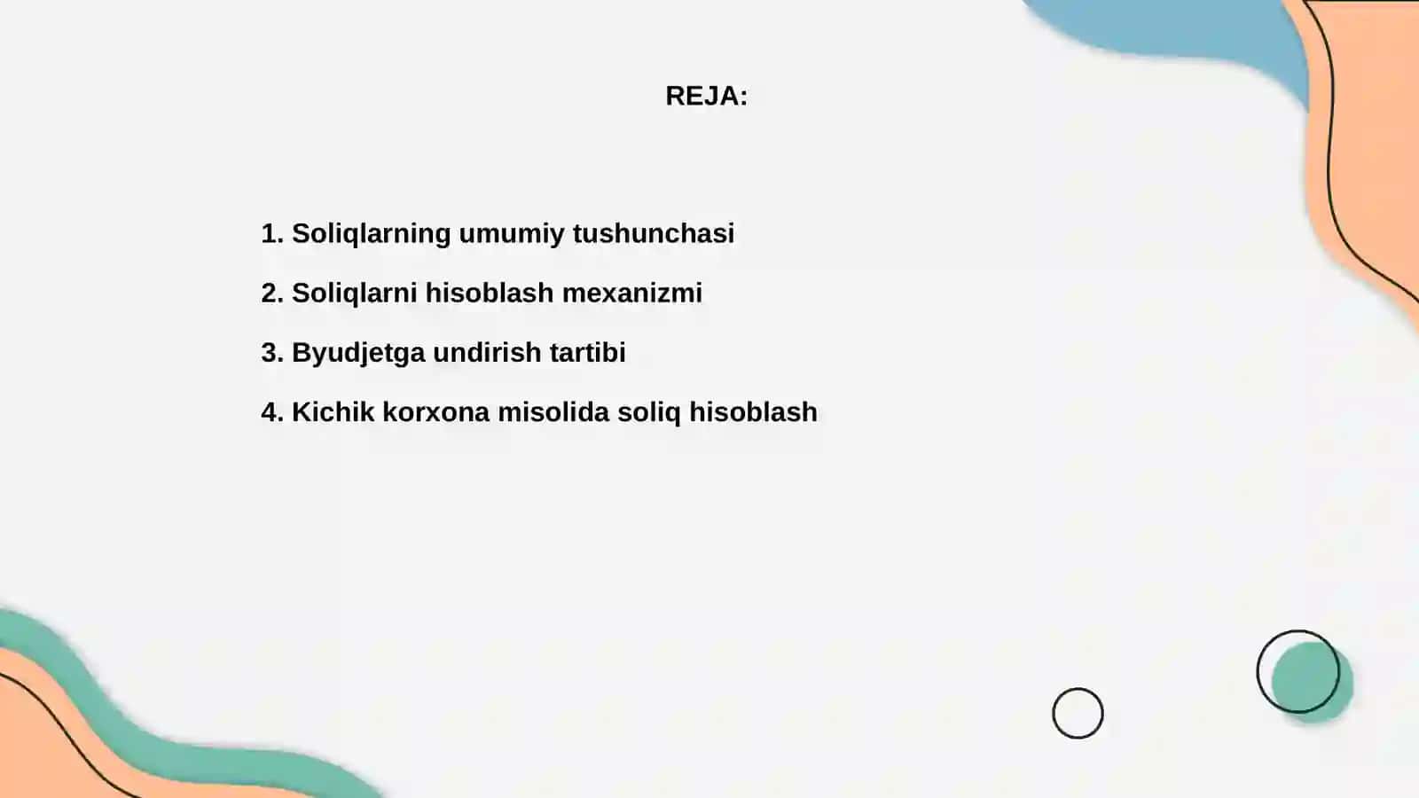 Soliqlarni hisoblash va byudjetga undirish tartibi Korxona misolida 2