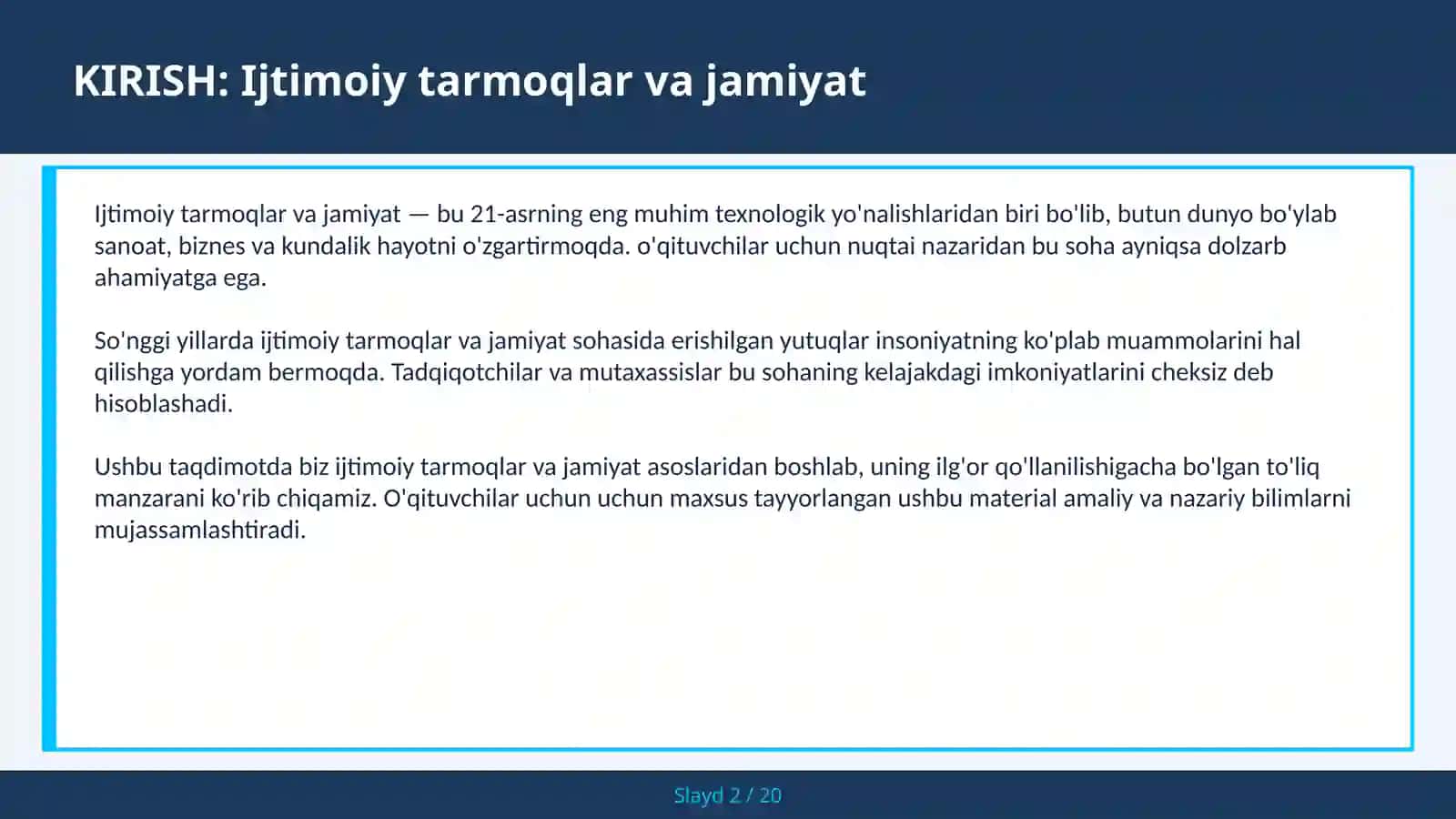 Ijtimoiy tarmoqlar va jamiyat 2