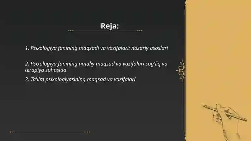 Psixologiya fanining maqsad va vazifalari 2