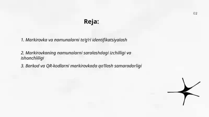 Markirovka va namunalarni to'g'ri identifikatsiyalash 2