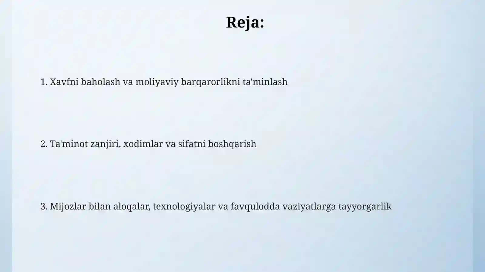 Moliyaviy barqarorlik va zaxiralar 2