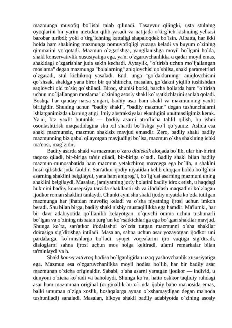 BADIIY ASARDA SHAKL VA MAZMUNNING MUTANOSIBLIGI 2