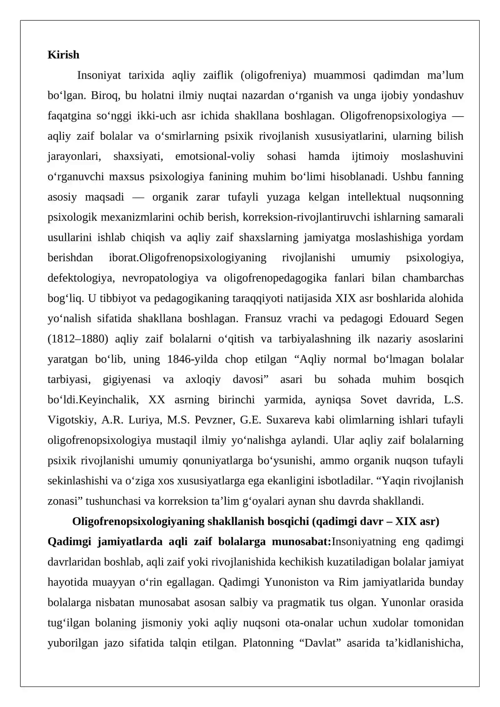 Oligofrenopsixologiya fanining rivojlanish tarixi 2