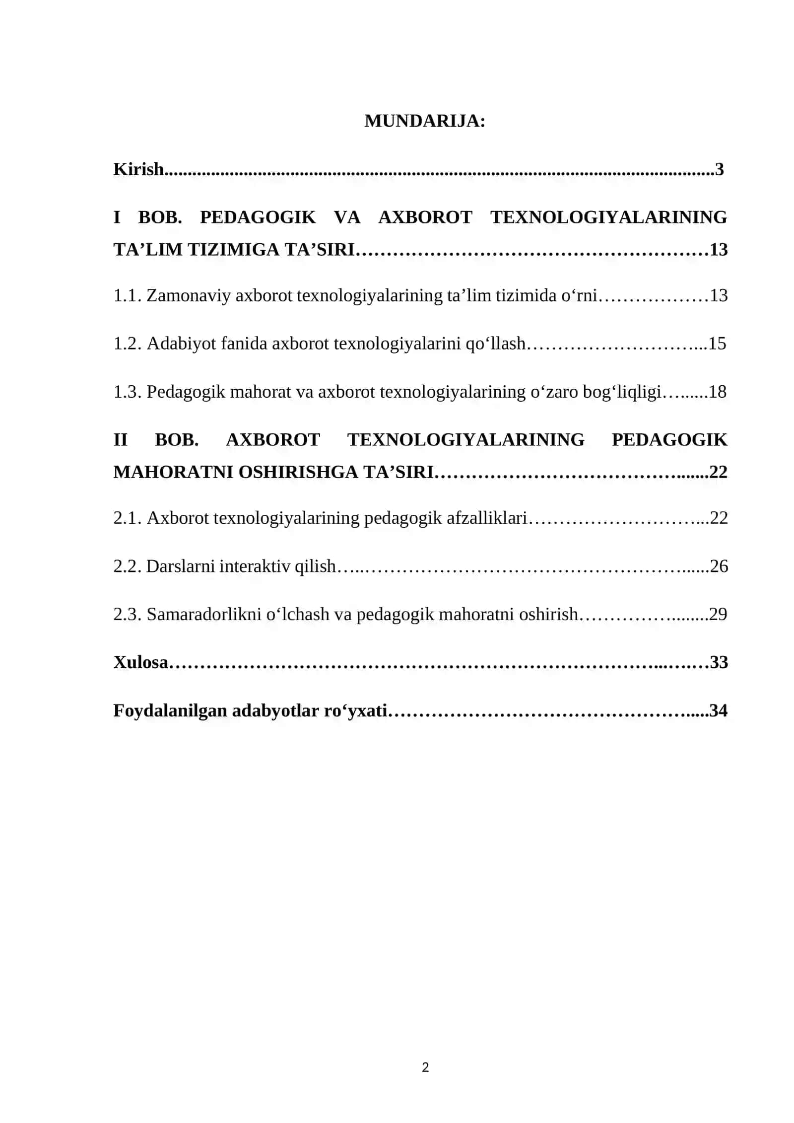 "Adabiyot o‘qitishda pedagogik va axborot texnologiyalaridan foydalanish" 2