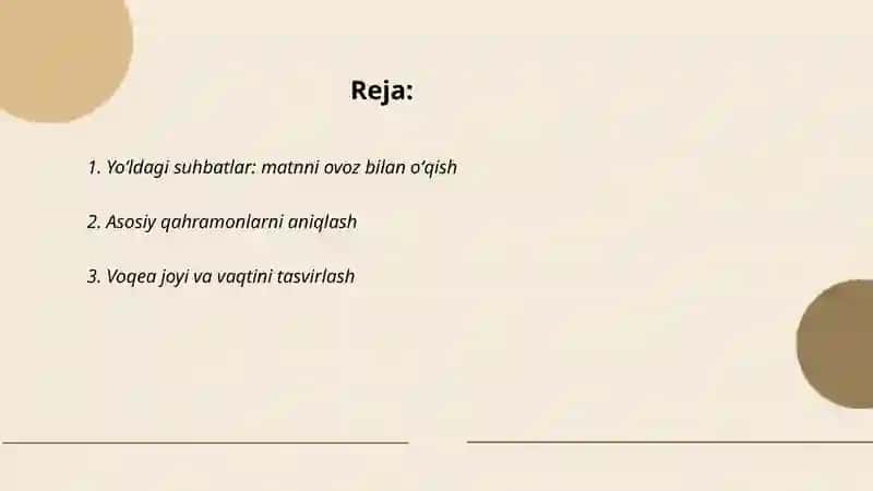 Yoʻldagi suhbatlar Rauf Tolib 2-sinf oʻqish savodxonligi 2
