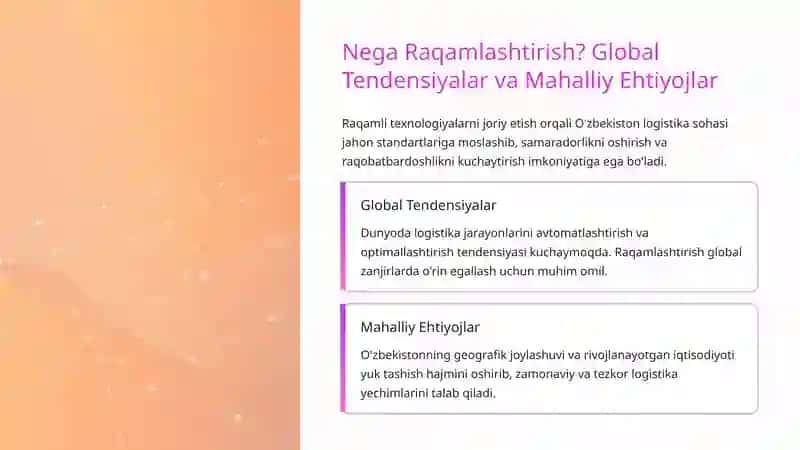 O'zbekiston Logistika Sohasida Raqamli Texnologiyalar Joriy Qilish 2