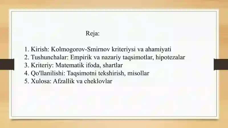 Kolmogorov-Smirnov kriteriysi va uning qo'llanilishi 2