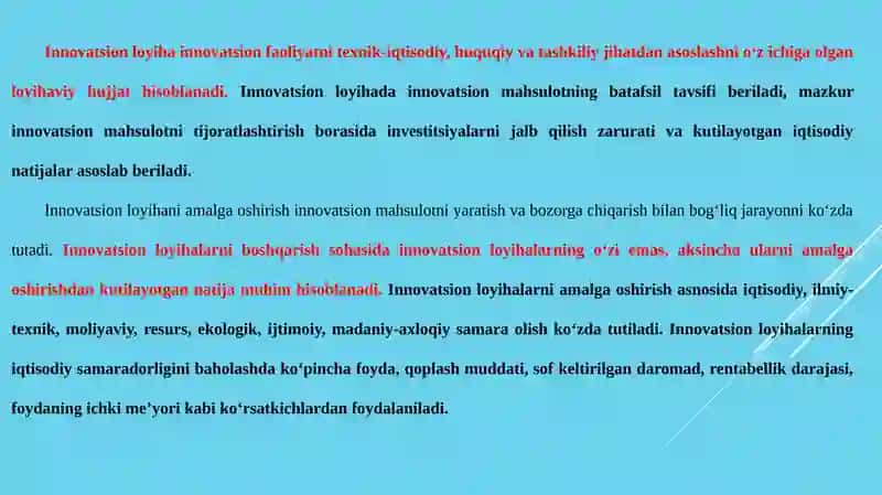INNOVATSION JARAYONLAR VA ULARNI LOYIHALASHTIRISH 2