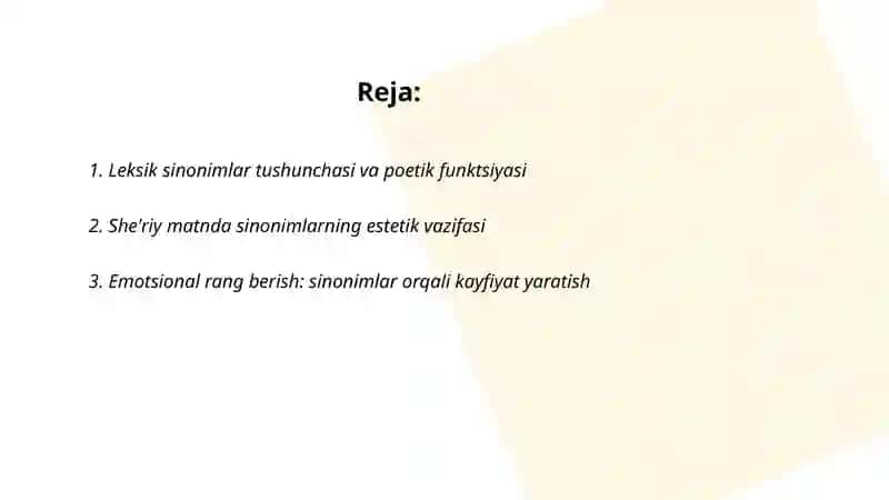 Leksik sinonimlar - poetik vosita sifatida 2