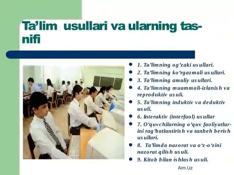 Ta’lim usullari va ularning tasnifi 2