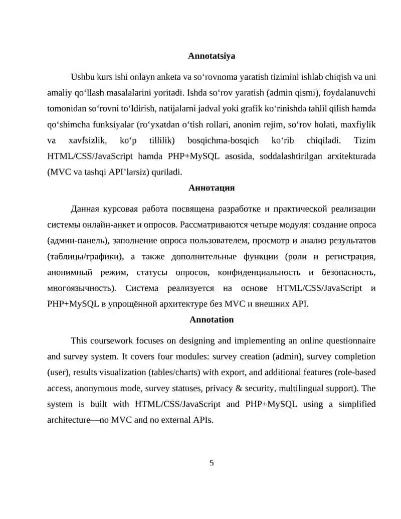 Onlayn anketa va so‘rovnoma yaratish tizimi 2