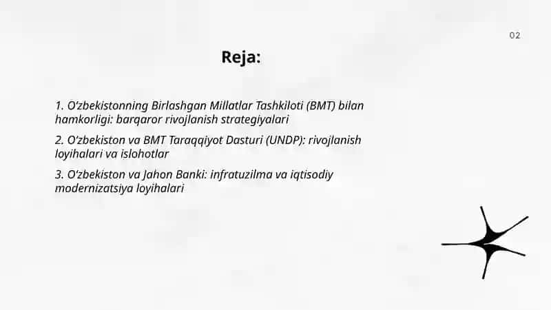 O‘zbekistonning xalqaro tashkilotlar bilan hamkorlik aloqalari 2