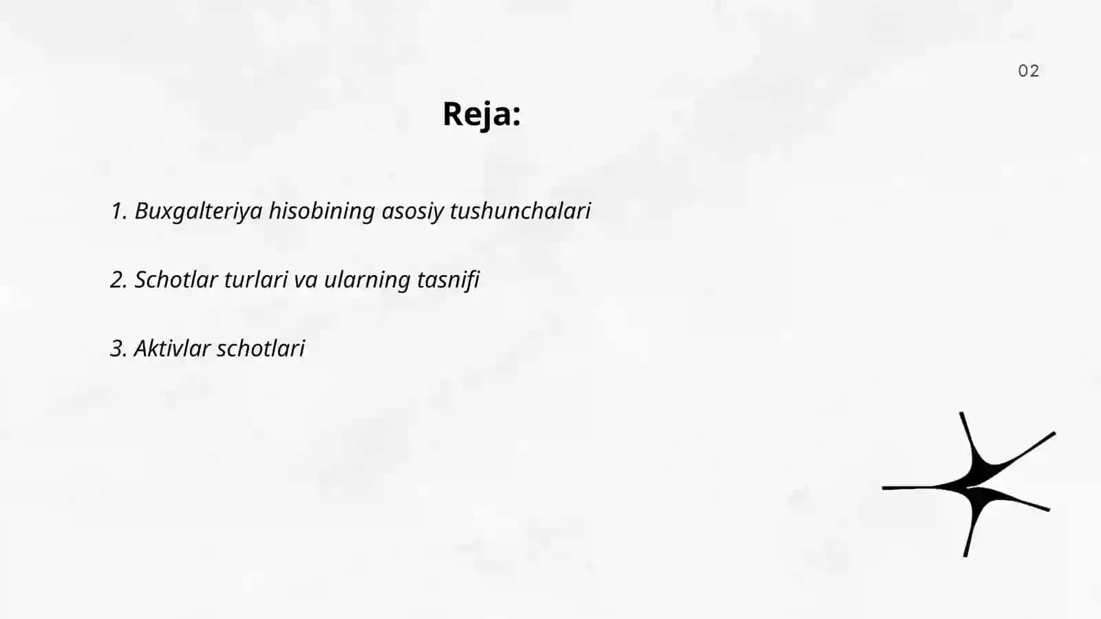 Buxgalteriya hisobining schotlari ularning tuzilishi va tasnifi 2