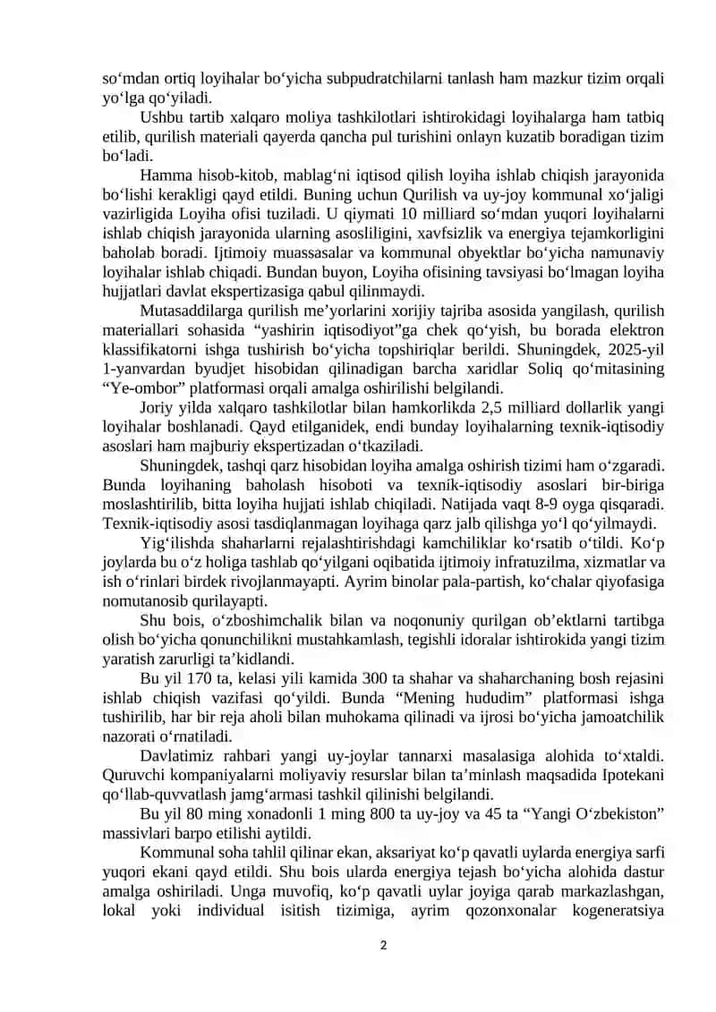 MAʼLUMOTLAR: Qurilish, transport va ekologiya sohalaridagi ishlar tahlil qilinib, muhim vazifalar belgilandi 2