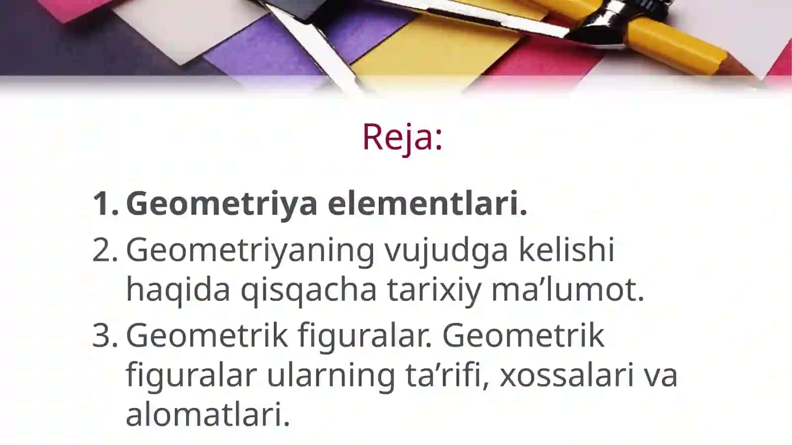GEOMETRIYA ELEMENTLARI 2