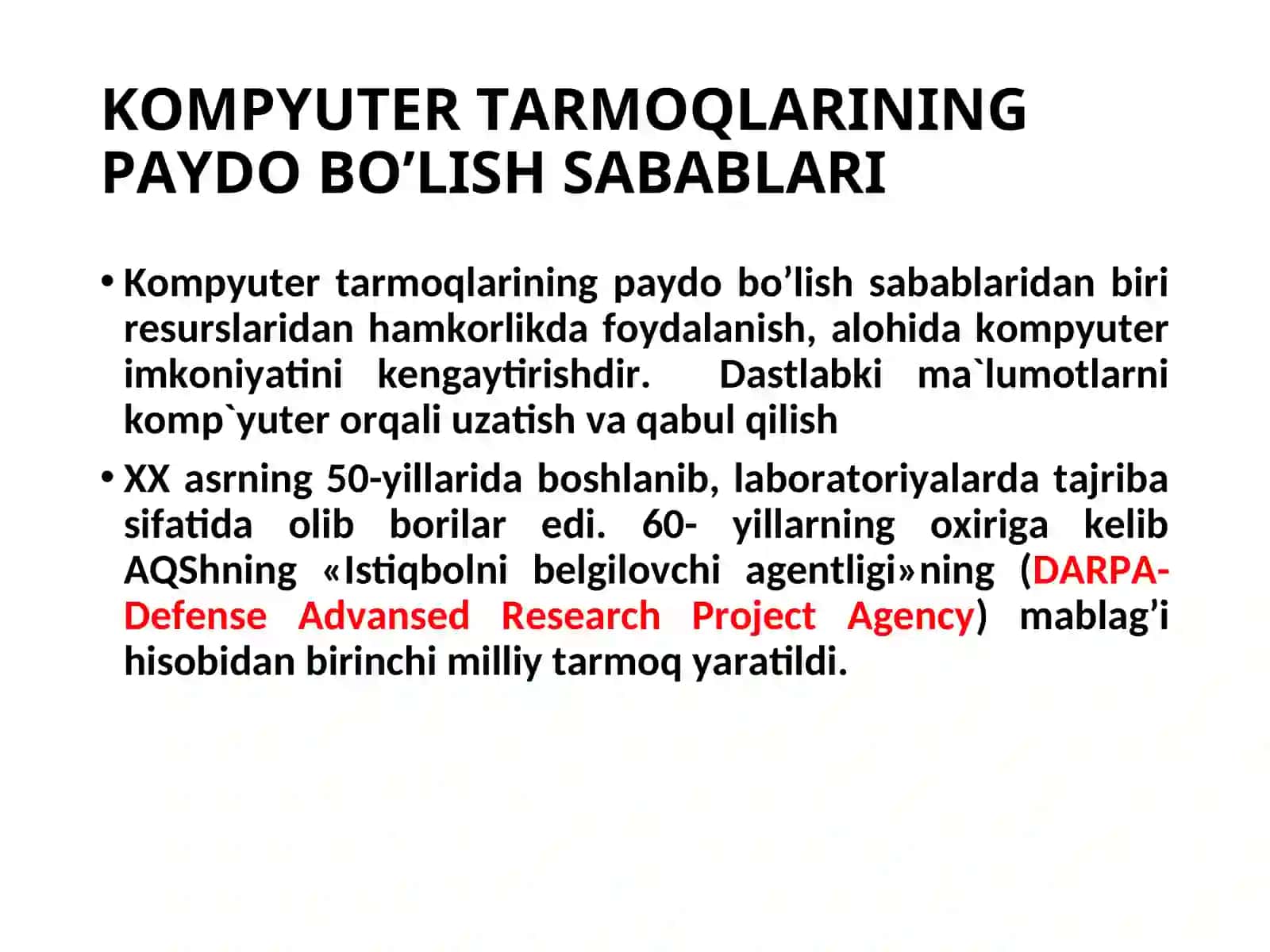 KOPYUTER TARMOQLARI BU 2