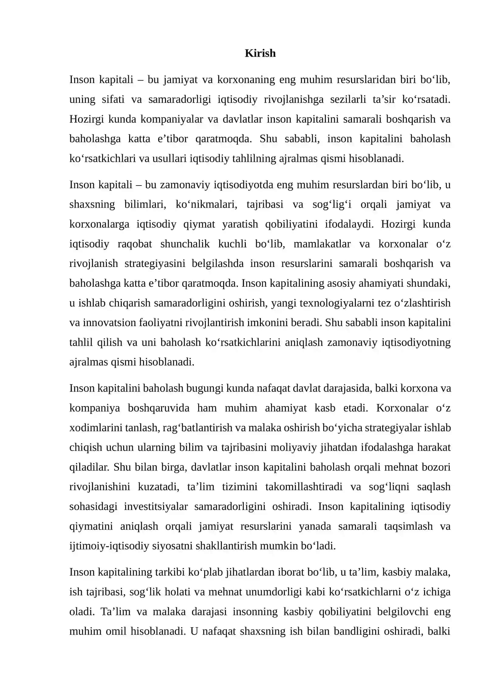 INSON KAPITALINI BAHOLASH KO‘RSATKICHLARI VA USULLARI 2
