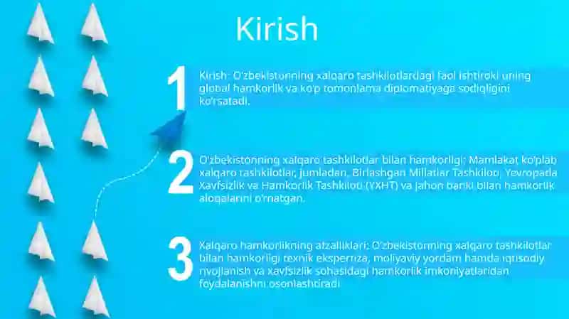 OʻZbekistonning Xalqaro Tashkilotlar Bilan Hamkorlik Aloqalari 2