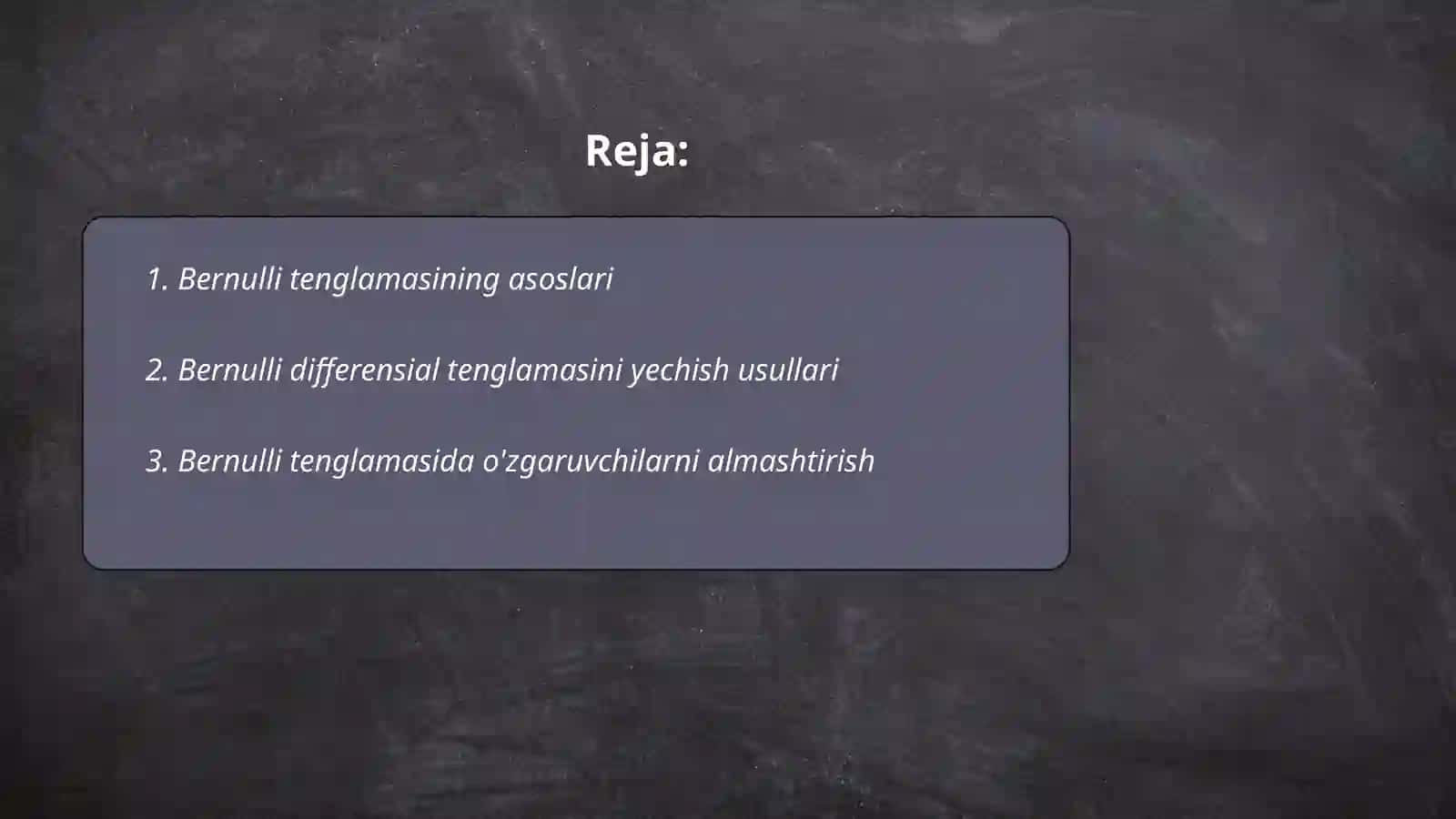 Bernulli diferensial tenglamasi va Nyuton sovush qonuni 2